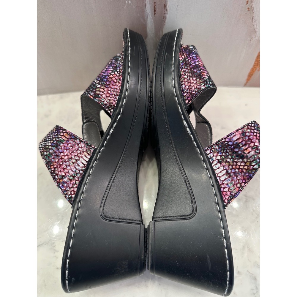 Alegria PG Lite Womens Snakeskin Leather Wedge Pink Sandals Sz 38 8/8.5 Comfort - Picture 6 of 7